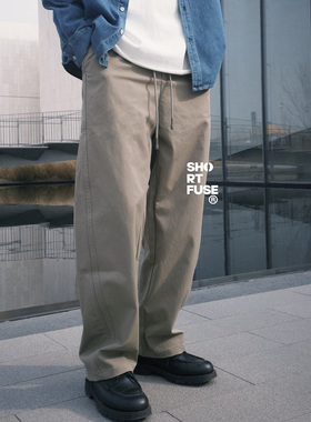 shortfuse春秋宽松紧弯刀廓形休闲松弛通勤潮流长裤男女同款