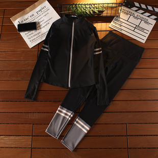 秋冬款健身服套装女紧身运动立领拉链上衣厚跑步速干瑜伽外套加绒