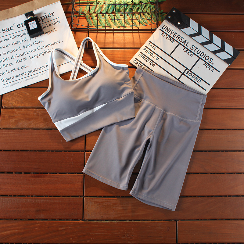 運動內衣套裝女夏一體式文胸瑜伽
