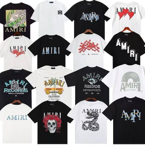 amiri纯棉圆领短袖泼墨休闲T恤