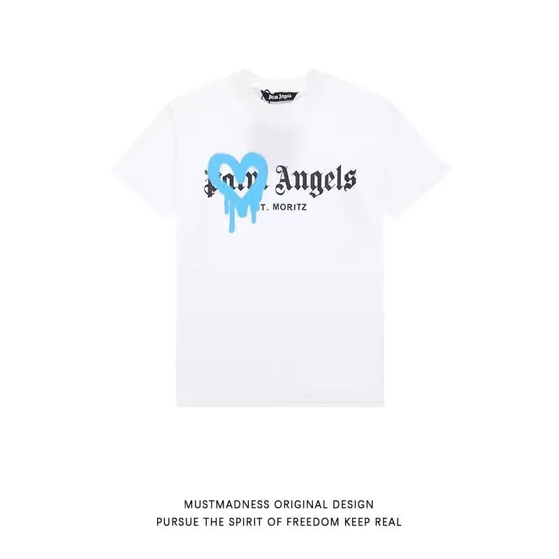 thumbnail for Palm Palm Angels Angels love dissolve heart graffiti letters men and women T-shirt loose round neck short sleeve summer