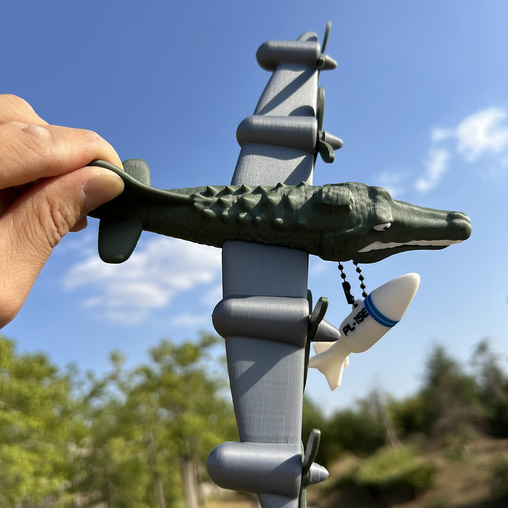 爆款鳄鱼轰炸机3d打印国外山海经鳄鱼轰炸机霹雳15空空导弹PL-15E
