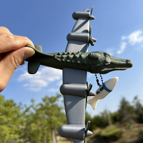 爆款鳄鱼轰炸机3d打印山海经鳄鱼轰炸机霹雳15空空导弹PL-15E