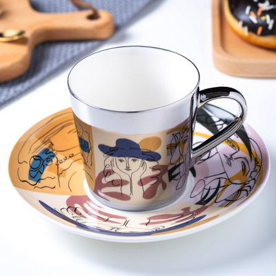 高颜值欧式轻奢镜面倒影咖啡杯碟
