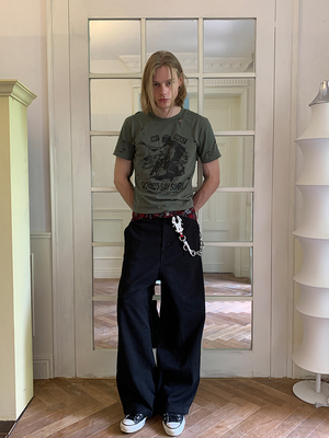 dthereal红格子拼接裤子