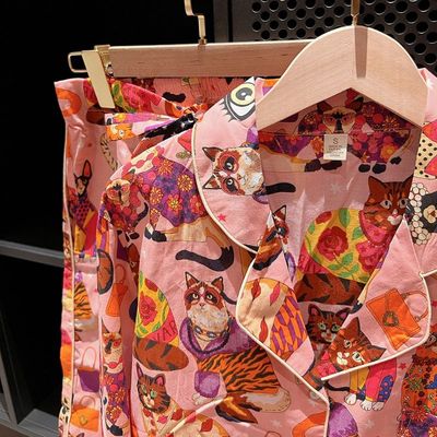 猫咪纯棉薄款秋季可爱时尚睡衣