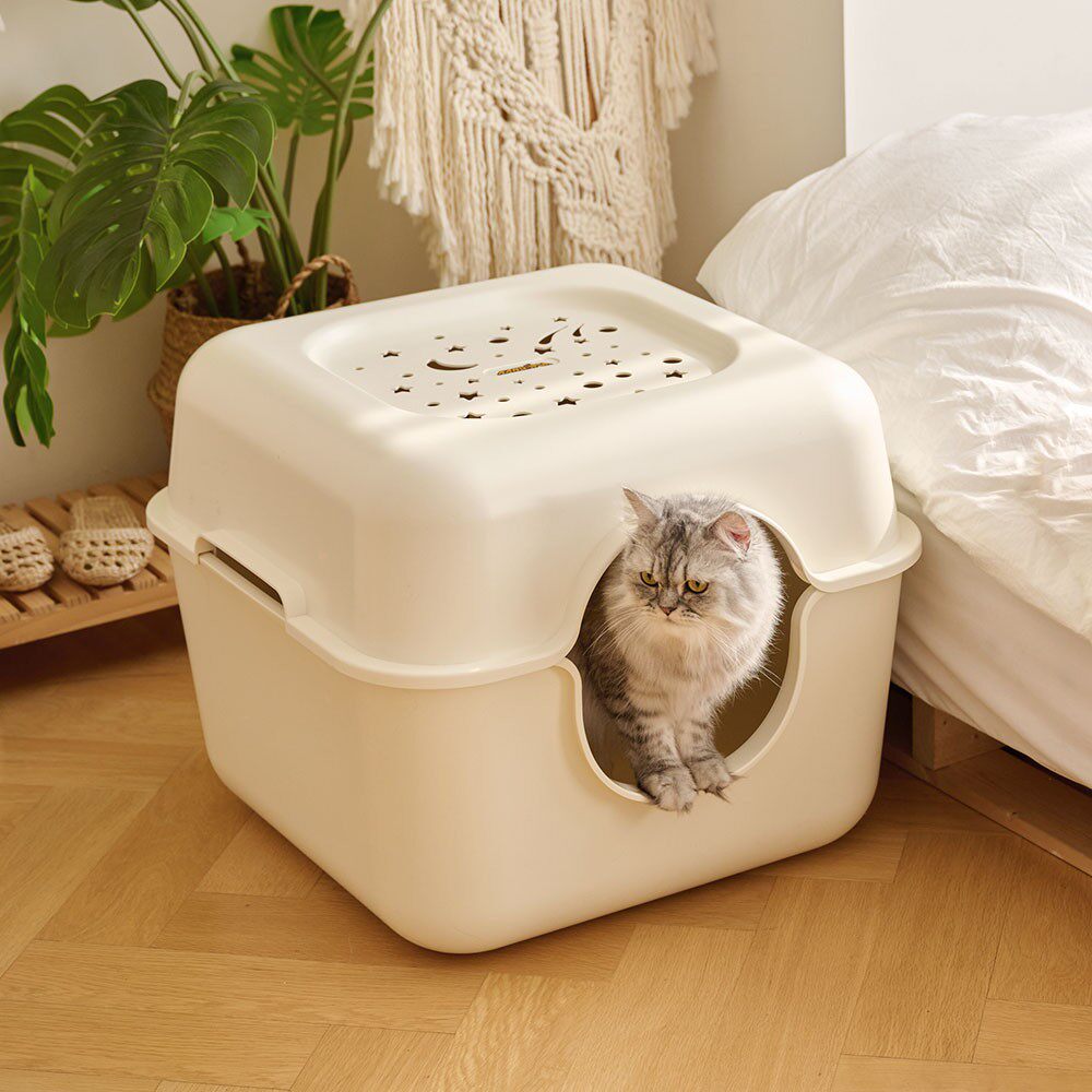 星空猫砂盆封闭式防溅通风猫厕所