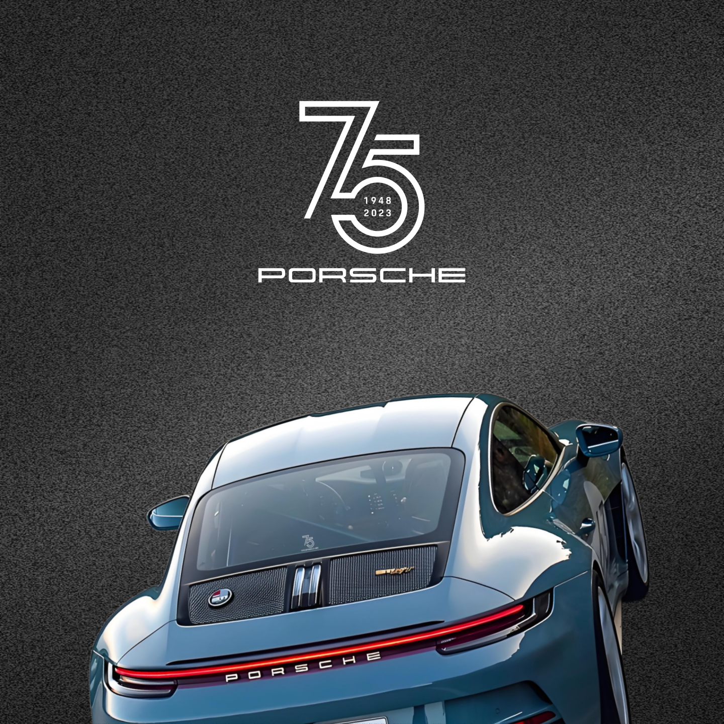 保时捷75周年车身后玻璃贴纸拉花