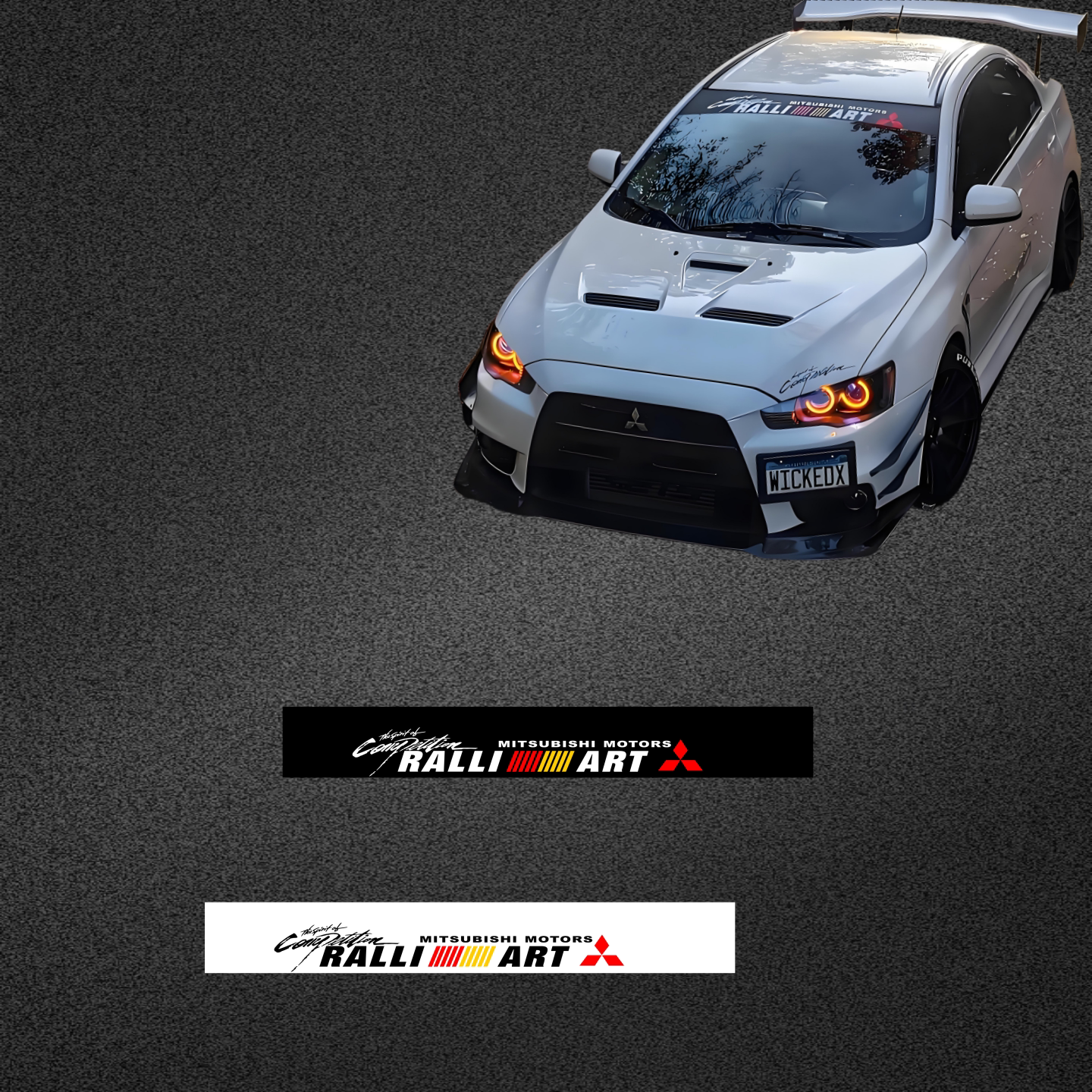 车永佳  三菱RALLY ART改装贴纸EVO蓝瑟菱悦前挡玻璃遮阳压头贴纸