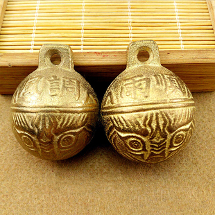 高端古法复古黄铜虎头铃铛动物猫狗宠物店纯手工饰品配件纯铜铃铛