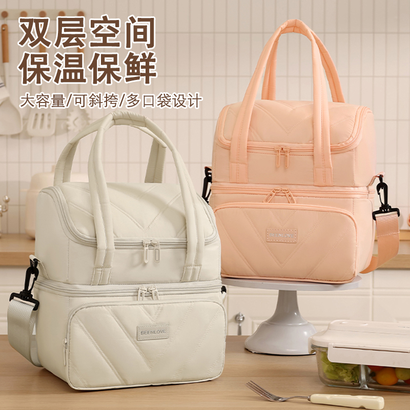 可斜挎大容量保温饭盒袋手提袋