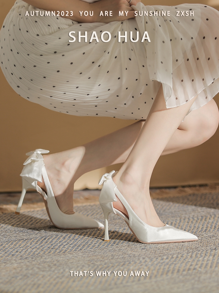 绝美婚纱婚鞋新娘鞋白色订婚高跟鞋女胖脚宽礼服伴娘鞋大码41一43
