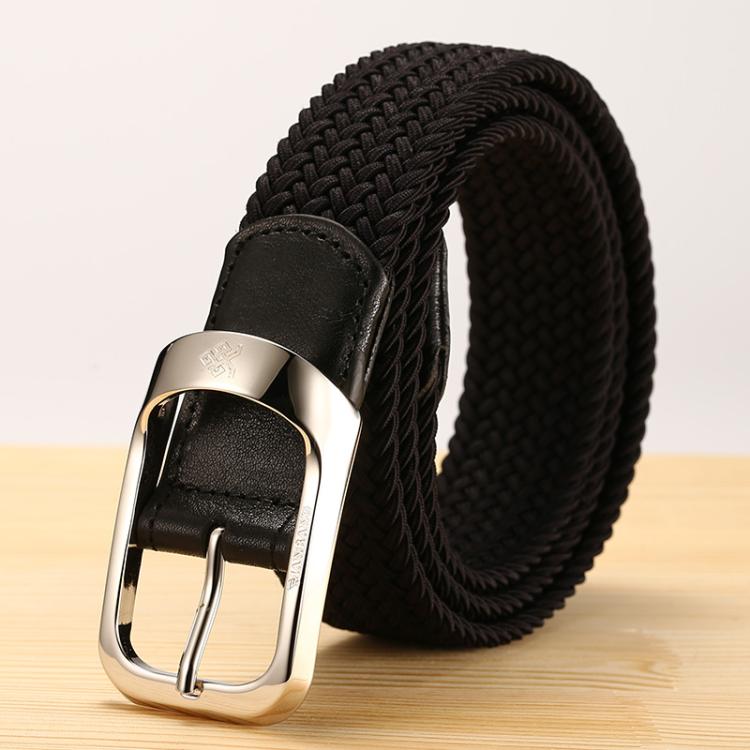 曼邦编织休闲风弹力松紧中年皮带