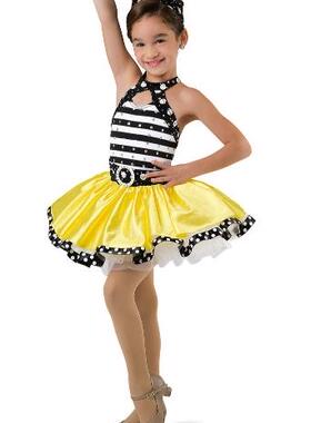 儿童女童舞蹈演出服蓬蓬裙纱裙可爱条纹芮其儿18309