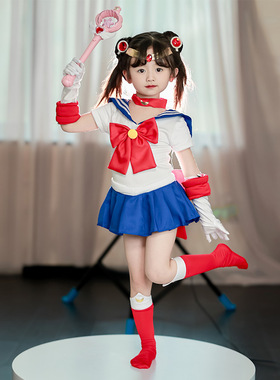 万圣节儿童服装水冰月cos女童连衣裙美少女战士月野兔水手服童装