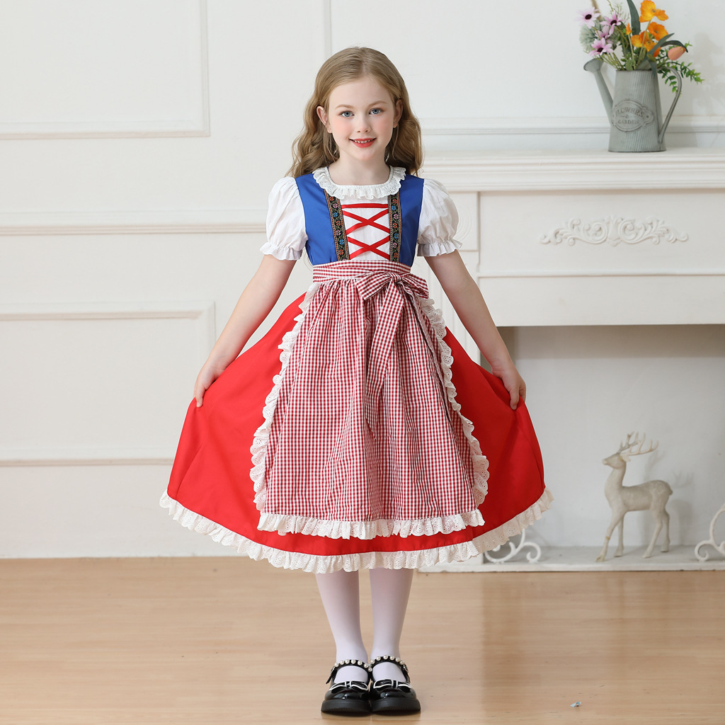 巴伐利亚儿童服装德国慕尼黑啤酒节欧洲田园女童农场Dirndl