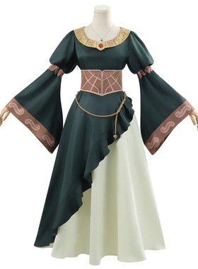 指环王洛汗之战cos服海尔姆的女儿赫拉绿色宫廷服cosplay表演