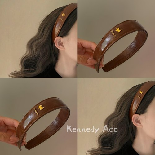 复古皮质美拉德小狗宽边发箍