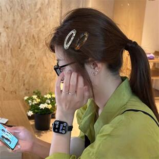 韩系醋酸镂空椭圆bb夹发卡高级感碎发刘海夹发卡前额边夹时尚发饰