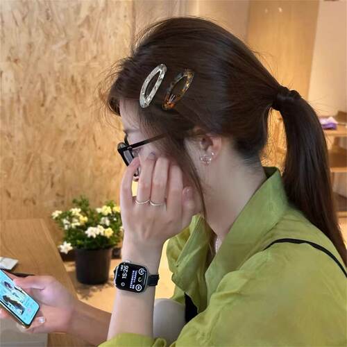 韩系醋酸镂空椭圆bb夹发卡