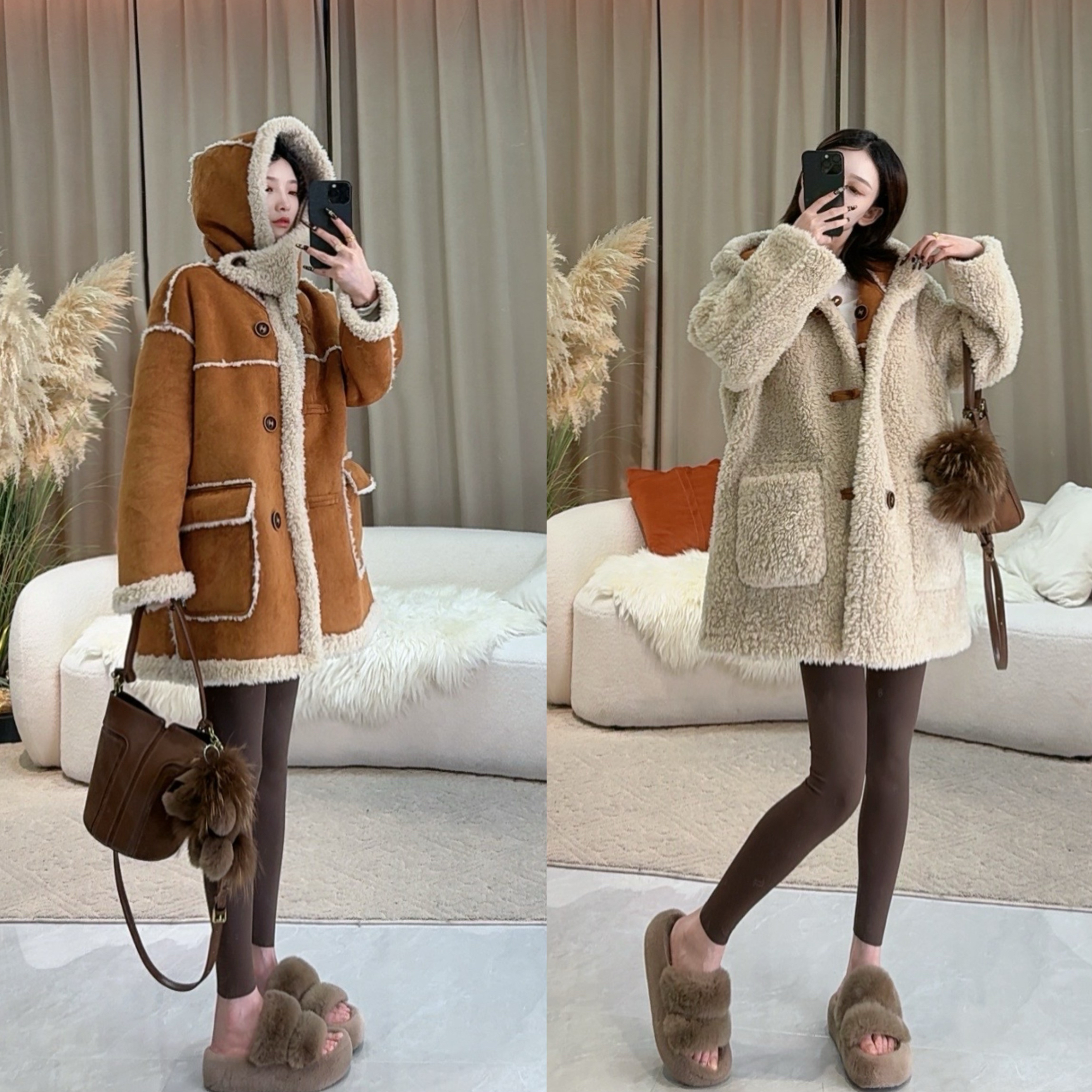 【暖冬日记】双面双穿羊毛颗粒绒羊筋绒体毛一体连帽冬季新款外套