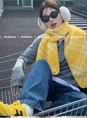MUNIHSHA 吸晴女王 经典款格子羊毛 围巾 25秋冬保暖披肩围巾女
