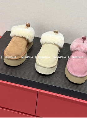 MUNISHA 顶配版！时髦辣妹 25秋冬皮毛一体 增高厚底保暖雪地靴女
