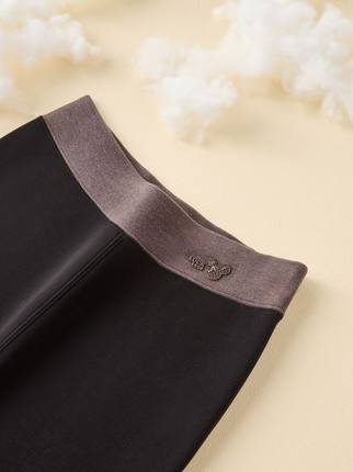 简彤SK8803秋冬薄绒打底裤300克小黑裤高腰显瘦山茶花润养裤加大