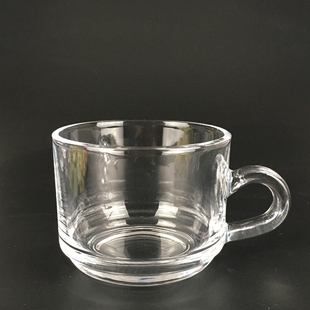 家用茶具透明玻璃杯带把小杯耐热杯碟套装带把杯酒楼茶杯咖啡杯