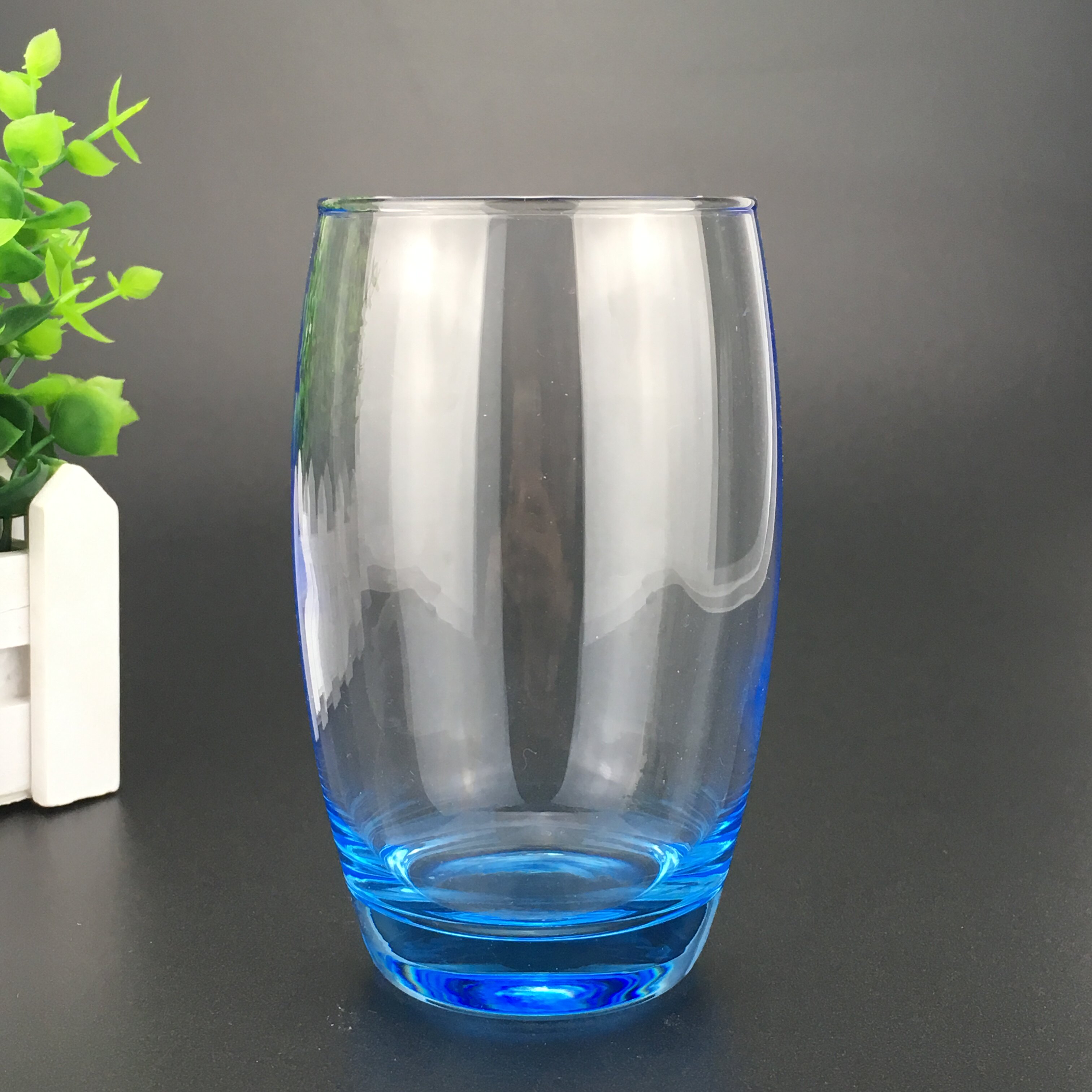好品质凝彩玻璃大肚杯耐热冰蓝玻璃开水杯家用高杯35cl牛奶饮料杯