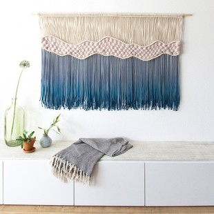 客厅卧室玄关墙面挂名宿艺术背景帘子 浮岚.手工编织染色北欧挂毯