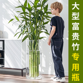 超大富贵竹花瓶高405060cm大号落地特大号大口径透明玻璃水培器皿