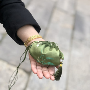 绿竹小香囊空袋 古风宫廷流苏香袋汉服荷叶香包挂脖随身佩戴车饰