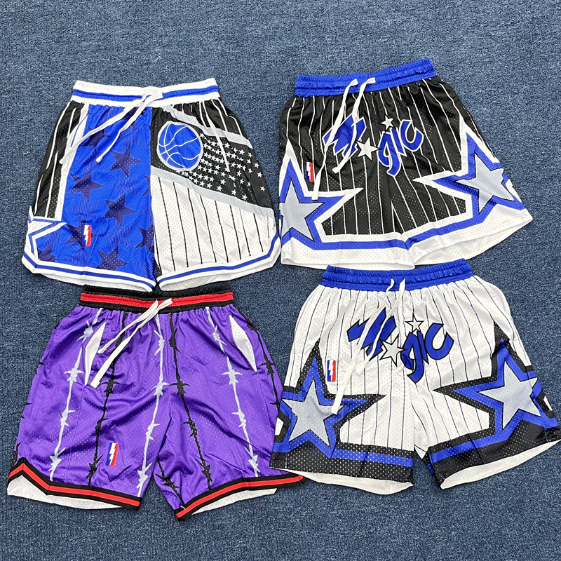 猛龙魔术队复古刺绣篮球美式不过膝运动短裤宽松休闲四分裤球裤潮