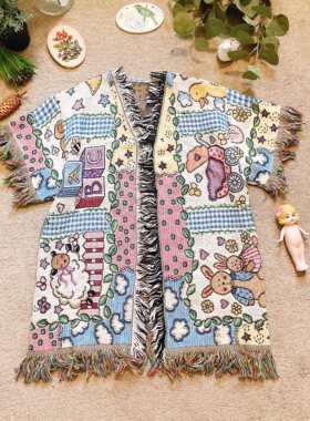 美国购回精品 趣味可爱马卡龙色婴儿车兔子云朵 高端孤品织棉外套