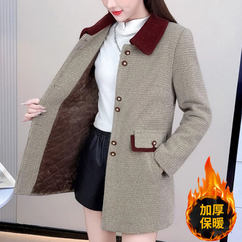 妈妈冬装加绒外套2025新款阔太太洋气大衣中老年女装秋冬呢子上衣