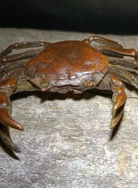 古玩铜器螃蟹茶宠摆件实心茶道茶玩禅意横财将军大发横财装饰摆件