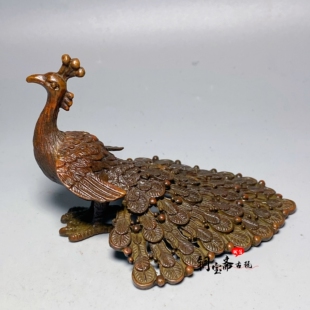 仿古铜器吉祥鸟孔雀开屏摆件百鸟之王富贵吉祥招财纳福家居装饰品