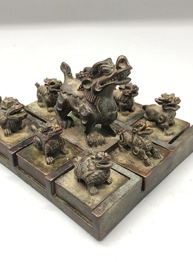 古玩杂项收藏铜印章龙印章九子真龙子母章套章九龙印章仿古印章