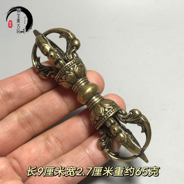手工纯铜大号尼泊尔藏传密宗法器金刚杵降魔杵普巴杵铜金刚撅摆件