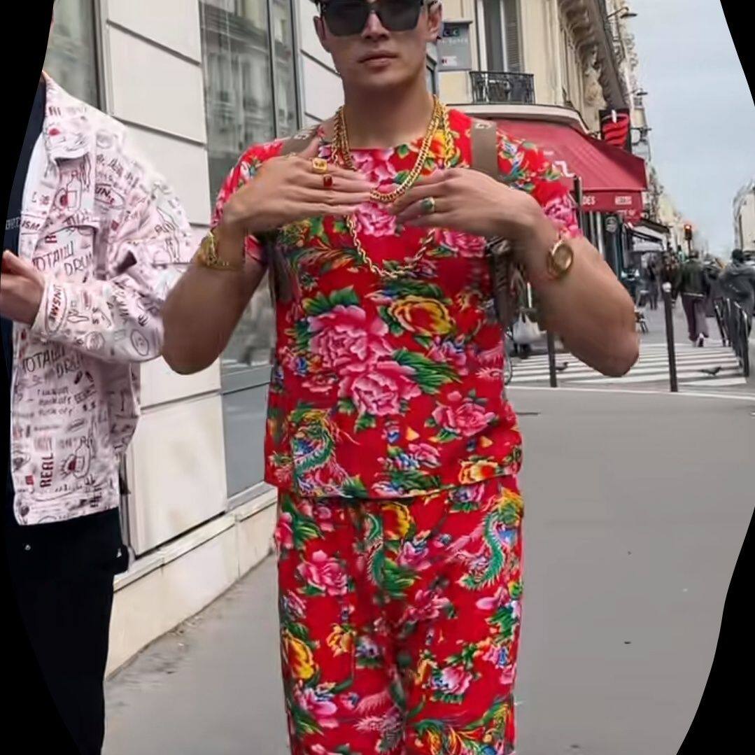 东北花布短袖套装衣服民族同款舞蹈搞笑表演二人转男女伴娘裤子
