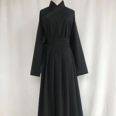 汉服中衣中裤圆领袍黑色