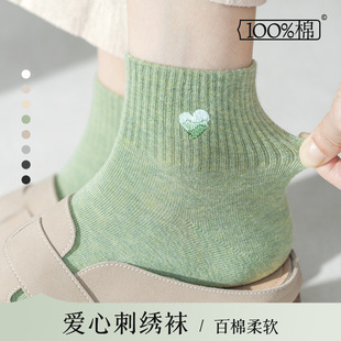 薄款 可爱纯棉吸汗抗菌防臭短袜女士全棉短袜 夏季 100%棉袜子女短款