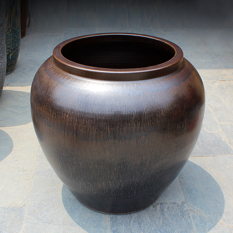 景观流水喷泉坛子复古陶瓷缸落地大花瓶摆件插花器喷水池涌水陶罐