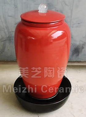 流水摆件循环水陶罐喷泉花瓶招财