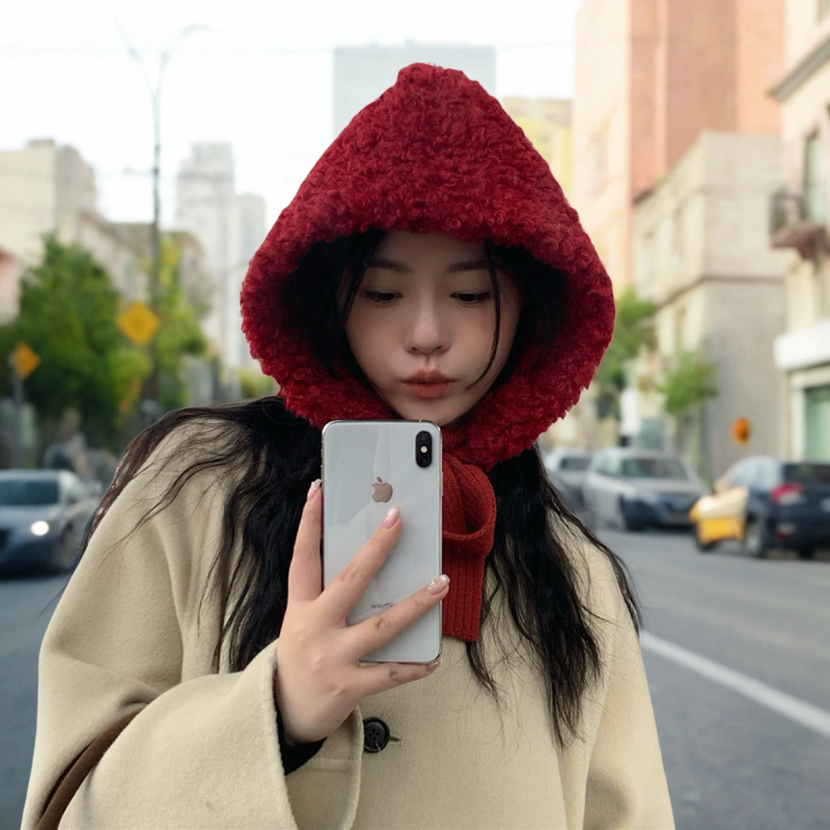 圣诞帽巴拉克拉法帽子女秋冬新款韩版ins保暖毛绒护耳圣诞节礼物