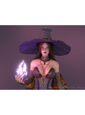 3D模型文件风格化的黑暗女巫游戏角色fbx,obj, blend三种格式