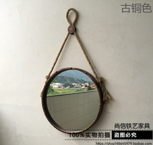 Retro Iron art Wall hanging circular mirror Cosmetic mirror Bathroom Mirror Mirror Circular mirror Dressing Mirror Hanging mirrorin the Residential furniture , Mirrors , Mirror  category - from Buy2taobao.com to provide professional Taobao agent buy service