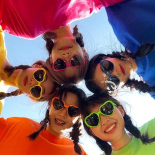 网红拍照糖果色桃心眼镜活动演出彩色亲子儿童墨镜闺蜜聚会太阳镜