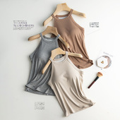 带胸垫吊带女夏个性 挂脖背心文胸罩杯一体上衣内搭防走光内衣修身